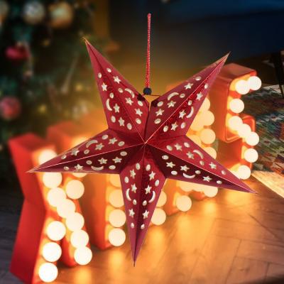 China Handmade Five-pointed Star Paper Wedding Decoration Atmosphere Lantern Star Christmas Party Decorations Origami Art Handmade Meteor for sale