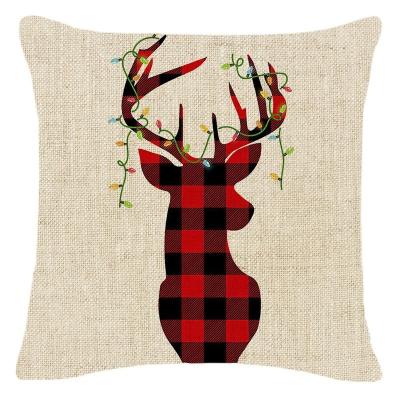 China Red Truck Elk Truck Pillow Christmas Tree Car Reindeer Garland Pattern Pillow Case Black Plaid Christmas Pillow New Year Party Decorations Christmas for sale