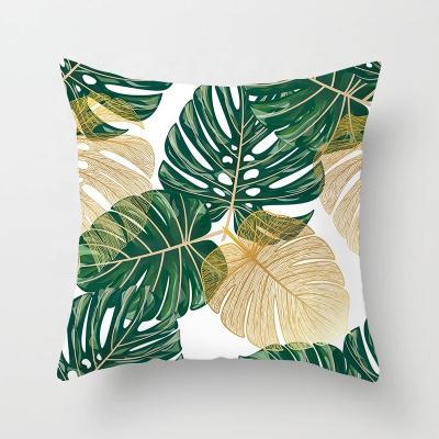 China New Year Style Tropical Plant Series Peach Skin Pillow Case Green Cute Linen Linen Pillowcase Party Decorations Pillow Home Holiday Ornaments for sale