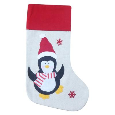 China Merry Christmas Decoration New Style Christmas Stocking Home Decorations Xmas Socks With Penguin Pattern Candy Gift Bag For Xmas Season for sale