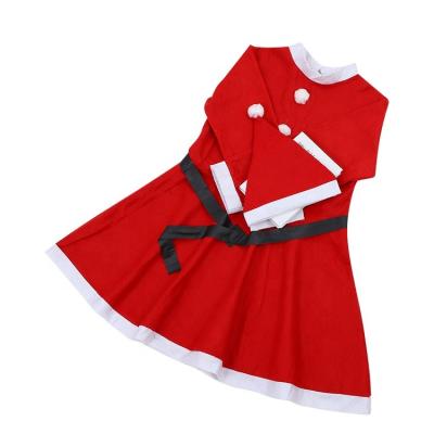 China 2022 Fashionable Santa Claus Costume Women's Red Non Woven Fabric Santa Dress Delicate Set For Christmas Party Night for sale