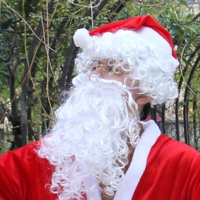 China Customizable Santa Claus Decorative Beard Wig White Long Fluffy Color Old Man Beard Wig Party Decorations Christmas Year Party Decorations for sale