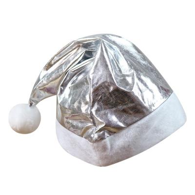 China Christmas Hat Big Glare Christmas Hat Maker Pretty For Adult Cheap Silver Lazer Cloth Xmas Hat For Christmas Night for sale