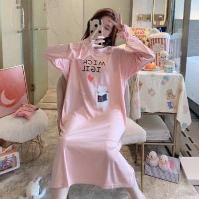 China 2020 Women Cartoon Cat QUICK DRY Nightgowns And Cute Printed Nightgown Sleepwear Short Sleeve Nightgowns Sleepshirts Sleepwear for sale