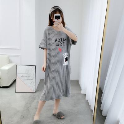 China Wholesale Cheap Summer Cartoon 100% Silk Sleepwear QUICK DRY Round Neck Lingerie Nightgown Cute Nightgown Home Wear for sale