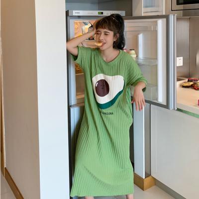 China QUICK DRY women short sleeve sleepwear SILK night dresses cartoon nightgowns summer home wear girls sleep lounge sleep dress for sale