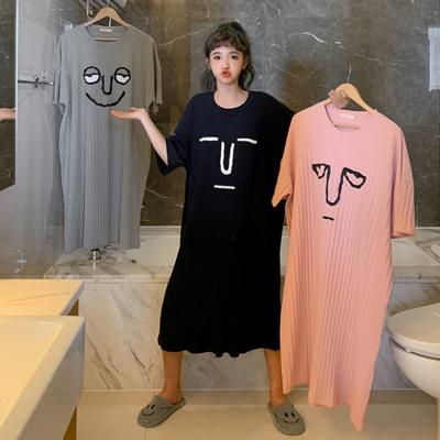 China 2021 Summer New QUICK DRY Nightgowns Print Cartoon Sleepwear Round Neck Lingerie Nightgown Cute Nightgown Home Wear for sale