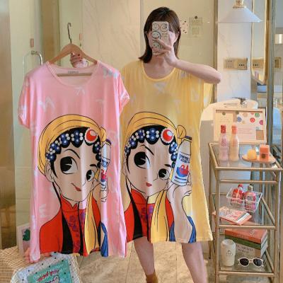 China QUICK DRY Nightgowns Import China Antique Style Cartoon Pajamas Short Sleeves Factory Wholesale Custom Pajamas Homewear One Piece Sleepwear for sale