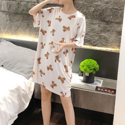 China New summer Japanese simple milk QUICK DRY home nightgown silk short sleeving suit women's pajamas sleepwear for sale