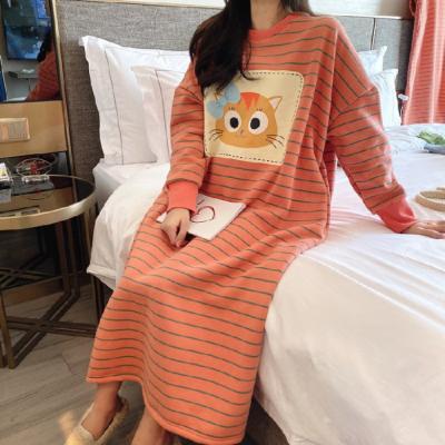 China Women's Korean Version Cartoon Fleece QUICK DRY Pajamas Nightgown Long Sleeved Milk Silk Home Wear Padded One Piece Robe Casual Long Sleeve for sale