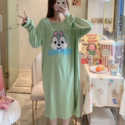 China 2020 QUICK DRY women print sexy cartoon sleepwear round neck cute lingerie nightgown plus size nightgown home wear for sale