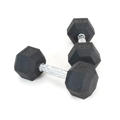 China hex dumbbell rubber dumbbell durable covered rubber dumbbell with factory direct sale price for sale