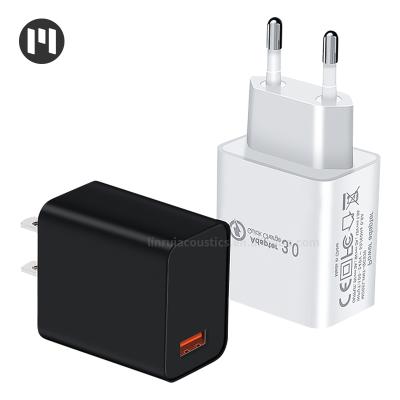 China Mobile phone in uk usb single left wall quick charger stock qc3.0 socket 18w fast charging phone fast charger for huawei vivo oppo for sale