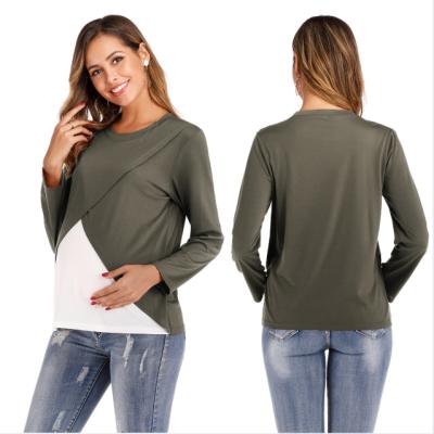 China Fashion Maternity Wear Breathable Party Tops Long Sleeve Breastfeeding Shirts Pregnant Women for sale