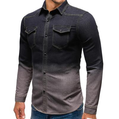 China New design breathable factory price full t for shirt men long sleeve jeans shirts man denim for sale