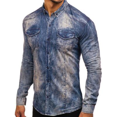 China Casual Mens Designer Jeans Jackets Long Sleeve Shirts Denim Men for sale