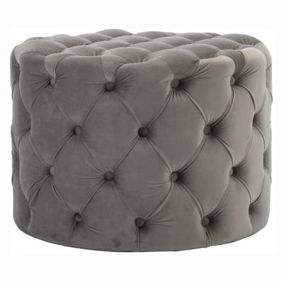 China Modern Velvet Cloth American Insti Shoe Stool Upholstery Tufted Round Tufted Ottoman Chair for sale