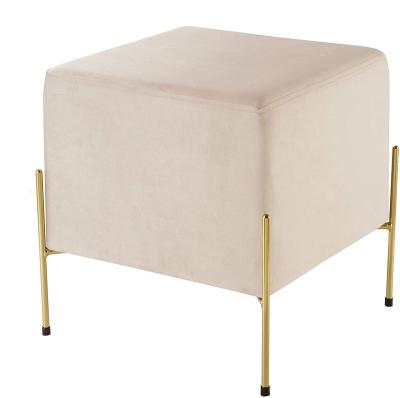 China Best Choice Products Velvet Pink Velvet Ottoman With Gold Legs Lounge Stools Pink Velvet Square Ottoman Ottoman Stool for sale