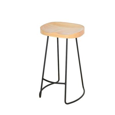 China Simple Solid Wood Fashion Bar Stool Wrought Iron Bar Chair Lounge Chair for sale