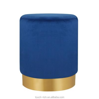 China (Size) TOUCH-RICH Adjustable Modern Round Velvet Ottoman, Upholstered Makeup Shorts Stools with Gold Plating Base Foot Ottoman Stool for sale