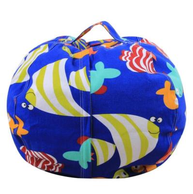 China Viable Animal Doll Stuffed Storage Living Room Bedroom Kids Toy Storage Bean Bag Chair Sofa Cover Canvas Stripe Bean Bag for sale