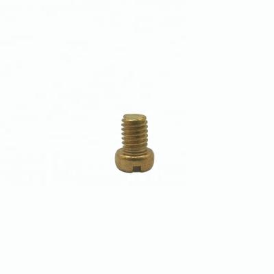 China Cu Customized Electronic Component Hardware Accessories Slotted Pan Crimping Brass Screw Round To Tail Flat Headed Concave for sale