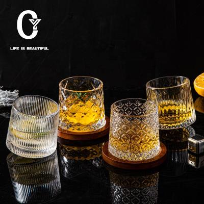 China NEW Design Personality Creative Personality Whiskey Glass Rotating Rotating Glass Pefer for Drinking Bourbon, Cocktails, Cognac, Rum for sale