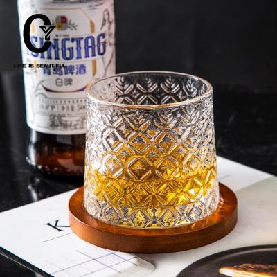 China Rotating Revolving Whiskey Glasses Rotate 360 ​​Degree Drop Glass Mug Old-fashioned Whiskey Glass Cup Not for sale