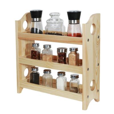 China Wall Mounted Modern Sustainable Kitchen 3 Tiers Spice Racks Kitchen High Quality Bamboo Spice Rack for sale