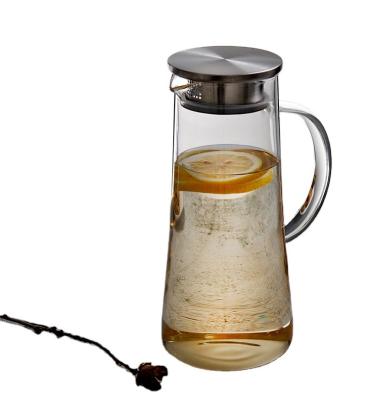 China Factory Price 1.5L Transparent Water Viable Glass Pitcher Coffee Kettle With Handle Tea Juice Glass Jug for sale