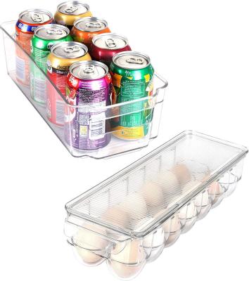 China Wholesale Stocked 6 Packs Clear Fridge Organizer Set Plastic Fridge Bins Storage Fridge Organizer Bins for sale