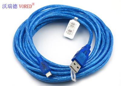 China Peso neto micro transparente azul del Pin USB 156g del micrófono 5 del cable USB de datos en venta