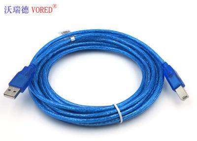 China Un varón al cable de extensión masculino de B USB, 10 pies del USB OTG de chaqueta azul del cable en venta