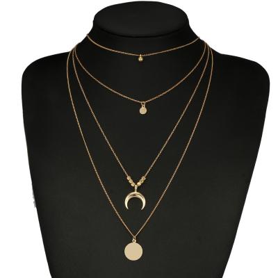 China TRENDY Fashion Moon Horn Wafer Alloy Necklace Jewelry Set Stainless Steel Necklace For Women for sale