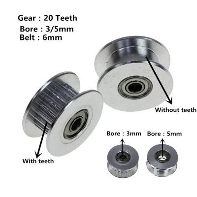 China 3D Printer GT2 Pulley 16/20 Teeth Or Without Teeth Bore 3/5mm For 2GT Belt Width 6/10mm for sale