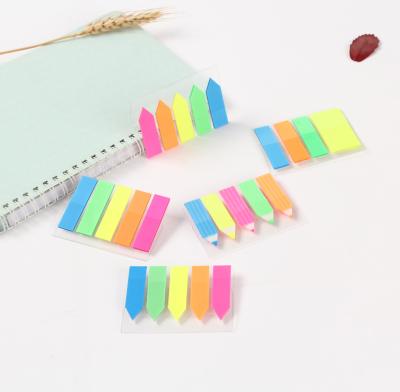 China Self-Adhesive Fluorescent Plastic Page Marker Colorful Sticky Marker Adhesive Sticky Note Index Note Pads PET for sale