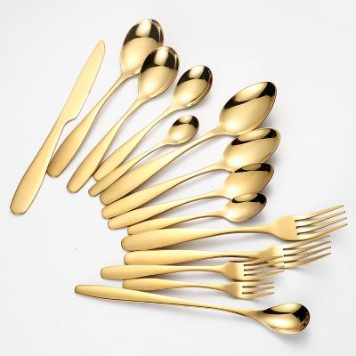 China Sustainable Luxury Wedding Spoon Knife Fork Sets Stainless Steel Gold Flatware Set Cutlery Set for sale