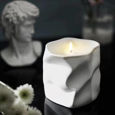 China Birthdays Wholesale Creative Irregular Ceramic Natural Soy Wax Candles Aromatherapy Essential Oil Candles Smokeless Ornaments for sale