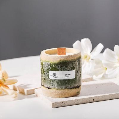 China Hot Selling Birthdays Bamboo Scented Candles Soy Wax Gift Essential Oil Customizable Scented Candle Smokeless Candle for sale