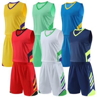 China Breathable Teams Full Set Design Blank Color Red Youth Basketball Jersey Custom Uniforms for sale