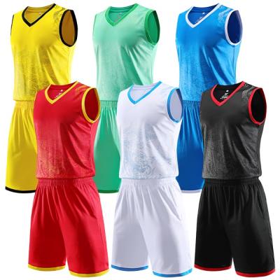 China Breathable Breathable OEM Customize Dragon Pattern Design Teams Set Blank Basketball Jersey for sale