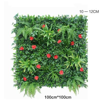 China Contemporary Hot-selling Plastic Artificial Grass Wall 100cmx100cm Green Grass Panels For Office Decoration for sale