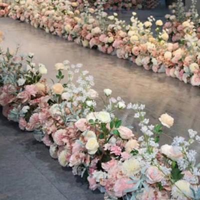 China Coastal artificial silk champagne flower row wall white flower panel for decoration for sale