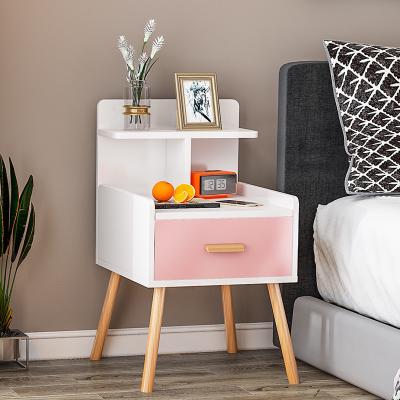 China Particleboard Design Freestanding Bedroom Furniture Wooden Black Modern Nightstand With Drawer For Home for sale