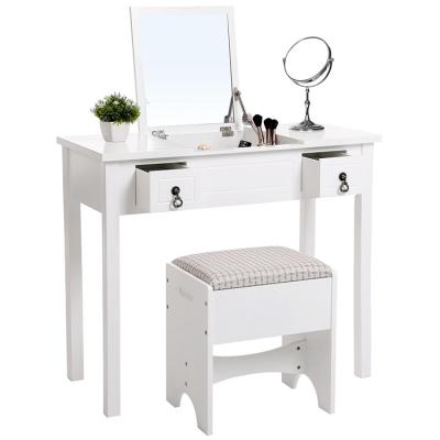 China (Other) Fenghuang Adjustable Smart Girls Dressing Table Flip Mirror Wooden Dressing Table with Drawers and Mirror for sale