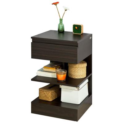 China Factory direct sales bedroom furniture storage bedside table night stand black wood bedside table for sale