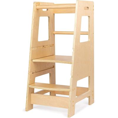 China Phoenix Craft Supplier Direct Sales Child Folding Step Stools Foldable Stand Tower Kids Kitchen Step Stools for sale