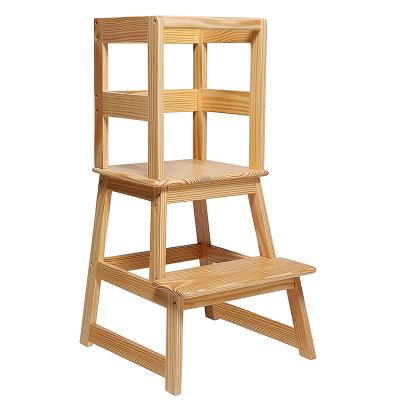 China Foldable Children's Furniture Wooden Folding Step Stools Kids Kitchen Step Stool Learning Tower for sale