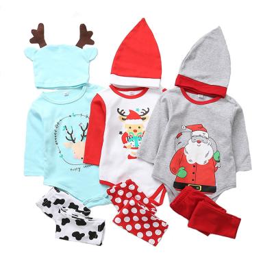 China 6-24 Months Casual Baby Style Christmas Romper Three Piece Suit For Winter for sale