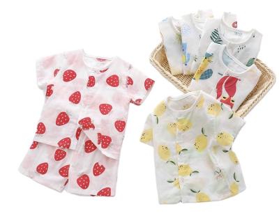 China Casual 100% Organic Cotton Baby Wear Muslin Overalls 2pcs Clothing Sets Baby Romper Infant Costume for sale